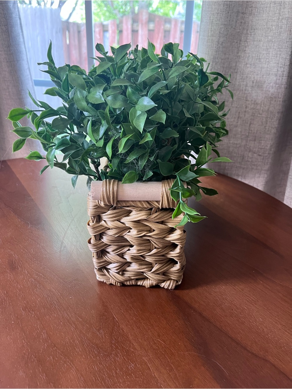 14" Artificial Ruscus in Rectangular Wicker Planter Box Faux farmhouse plant - Picture 3 of 6